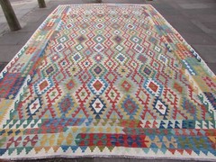 Vintage Kilim Traditional Hand Made Oriental White Wool Large Kilim 502x310cm