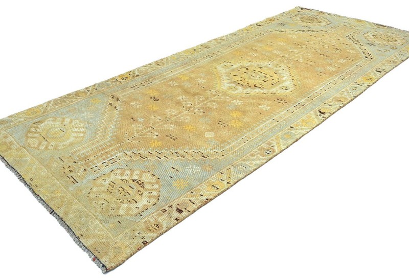 3'11 X 9'3 Vintage Wool Tribal Runner Rug Distressed Carpet Muted Colors 4X9 ft gallery