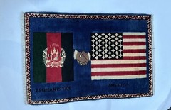 Vintage Hand Made American/Afghan Flag Rug