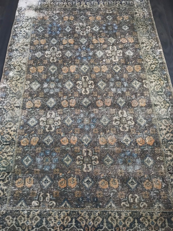 4.5x7.1 Large Vintage Brown Turkish Oushak Rug gallery