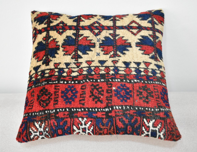 Antique Tribal Pillow Cover Sofa Rug 16'' x 16'' Made Of Antique Cushion Carpet gallery