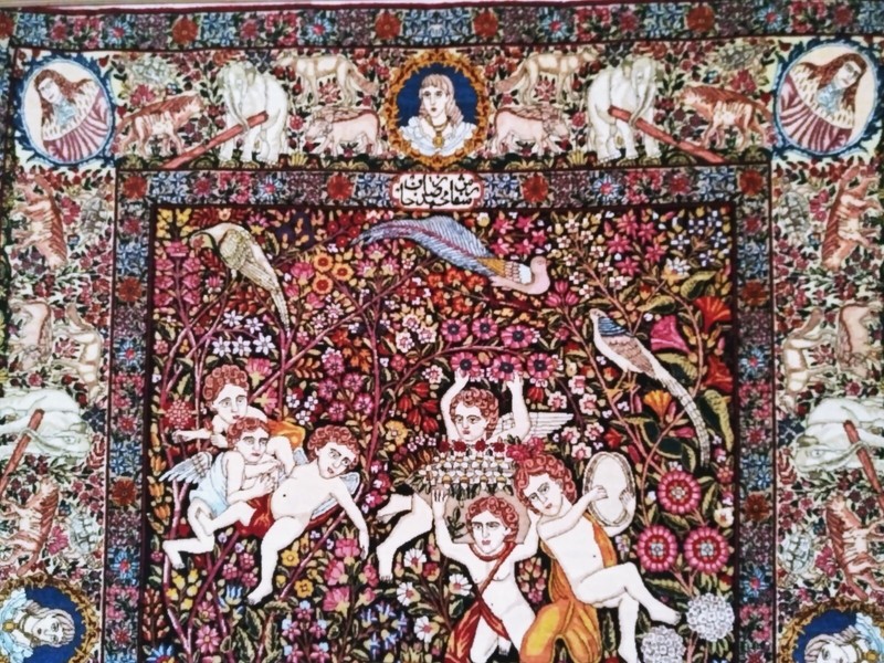 130 YEARS OLD FINEST MIDDLE EASTERN LAVAR RUG REZA KHAN ORDER DANCE OF NYMPH gallery