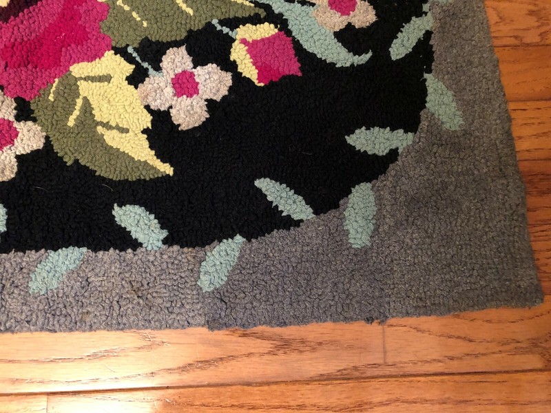 Antique Primitive Country Hooked RUG Burlap 34 1/2" X 23" Rectangle Hand Made gallery