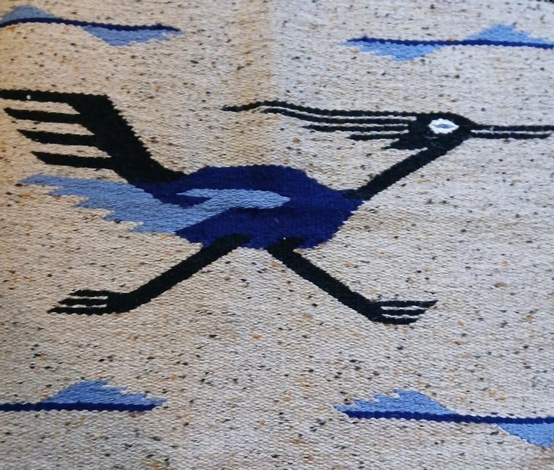 Vintage 1960s Handmade Wool Flatwoven Geometric Road Runner Rug 36" X 28.5" gallery