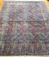 Antique Kirman 8’10” x 12′ Hand Knotted Wool Phenomenal Rare Oriental Rug