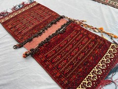 Antique Afghan Turkmen Saddle Bag 1’10×4 Hand-Knotted Tribal Wool Torba Textile