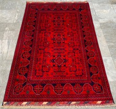 Vintage Afghan Rug, Khal Mohammadi Wool, Traditional Oriental Carpet (3×5 ft.)