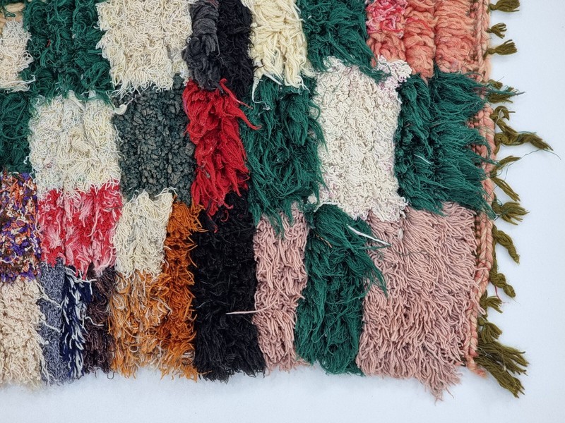 Moroccan Handmade Vintage Rug 2'8x4'6 Berber Geometric Green Cotton Area Carpet. gallery