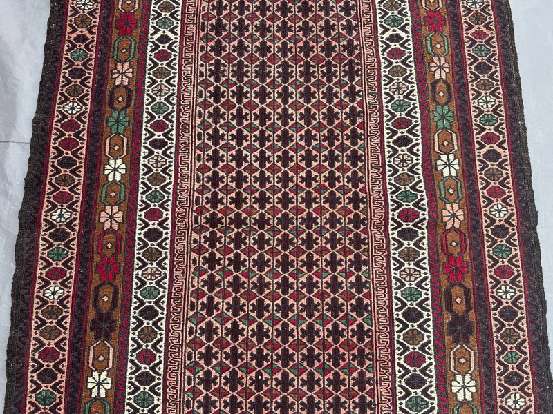 3'9x6'1 ft Afghan Sumak Kilim Rug Hand Woven Wool Tribal Oriental kitchen Rug gallery