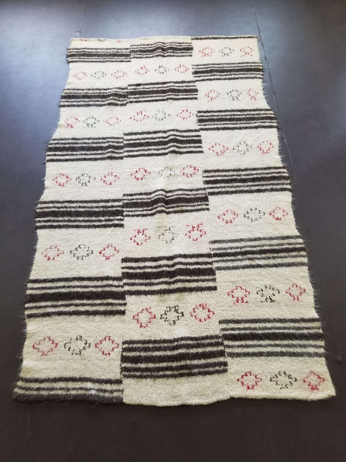 Fine Vintage Traditional Hand Made Oriental Wool Black White Kilim 256x148cms gallery