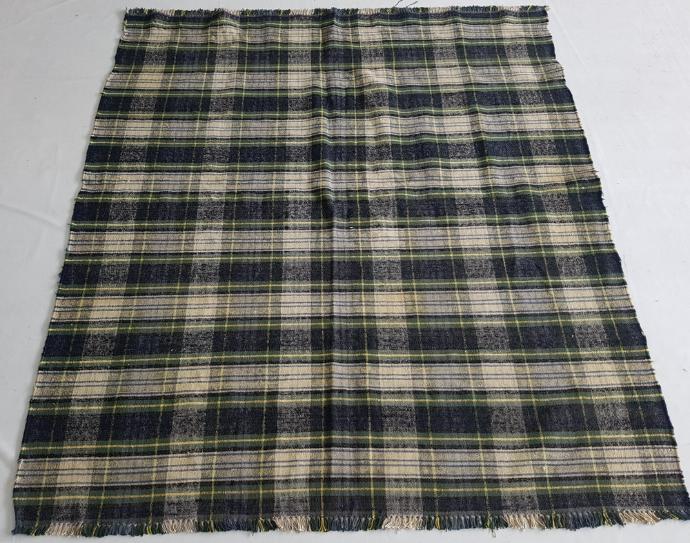 Vintage Handmade Traditional Plain Checked Kilim Floor Rug Carpet 196x177 cm