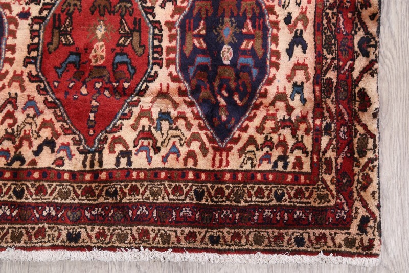 Antique Geometric Tribal Traditional Area Rug Wool Hand-knotted Ivory Carpet 4x5 gallery