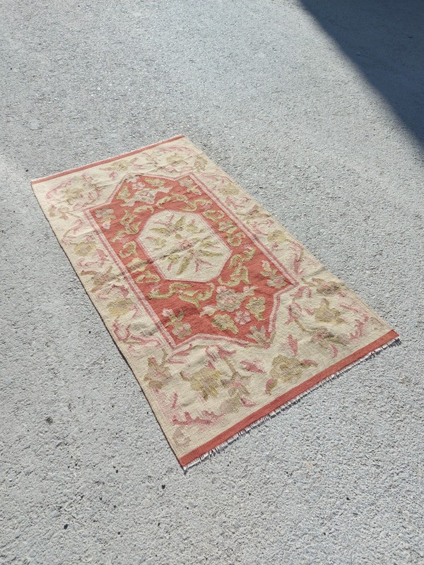 Handmade Wool Tribal Beige Rug 3x5 Scandinavian Carpet Rug Vintage American Rug gallery