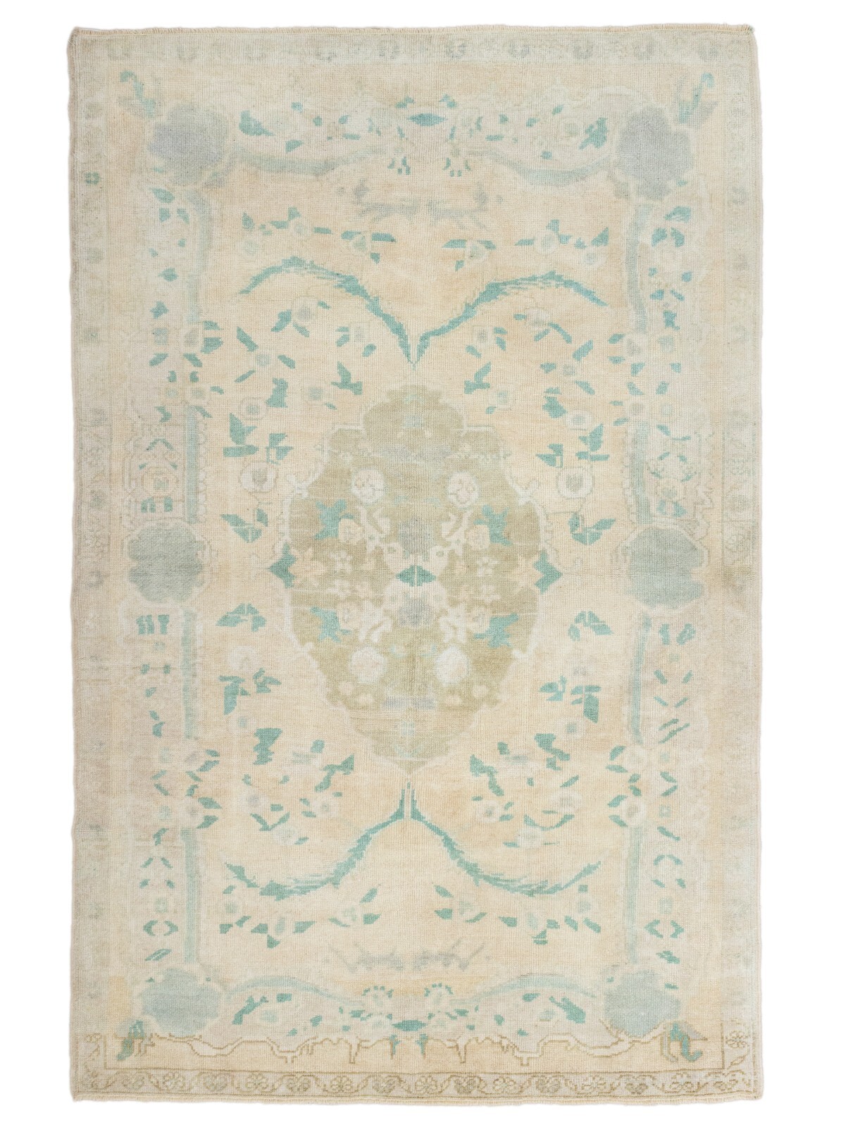 Vintage Muted Turkish Oriental Hand Woven 4.5x6.11 feet Oushak Area Rug Carpet gallery