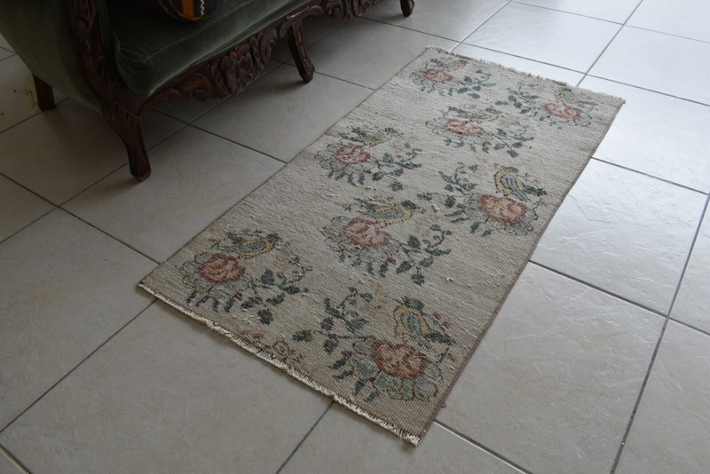 Vintage Oushak Rug 4x2 ft Turkish Floor Rug Faded Area Rug Oriental Rug gallery