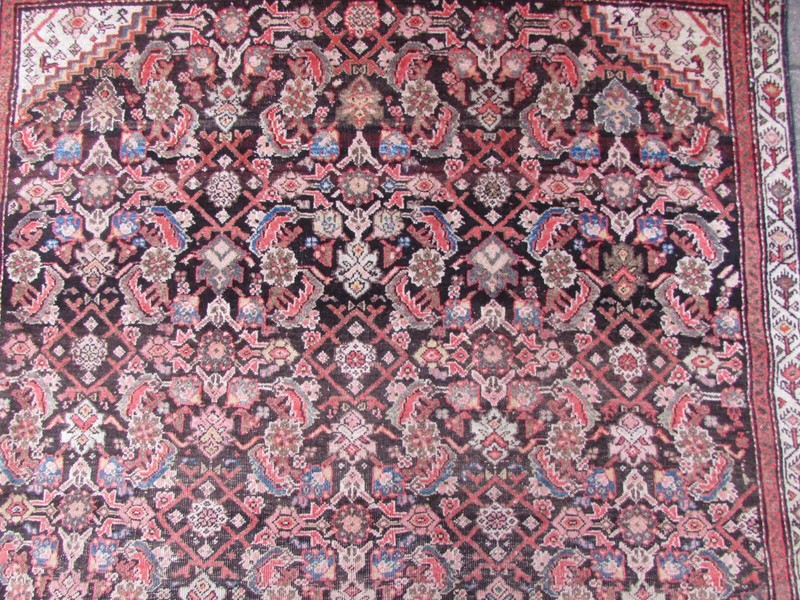 Antique Worn Hand Made Traditional Oriental Wool Blue Red Rug 194x110cm gallery