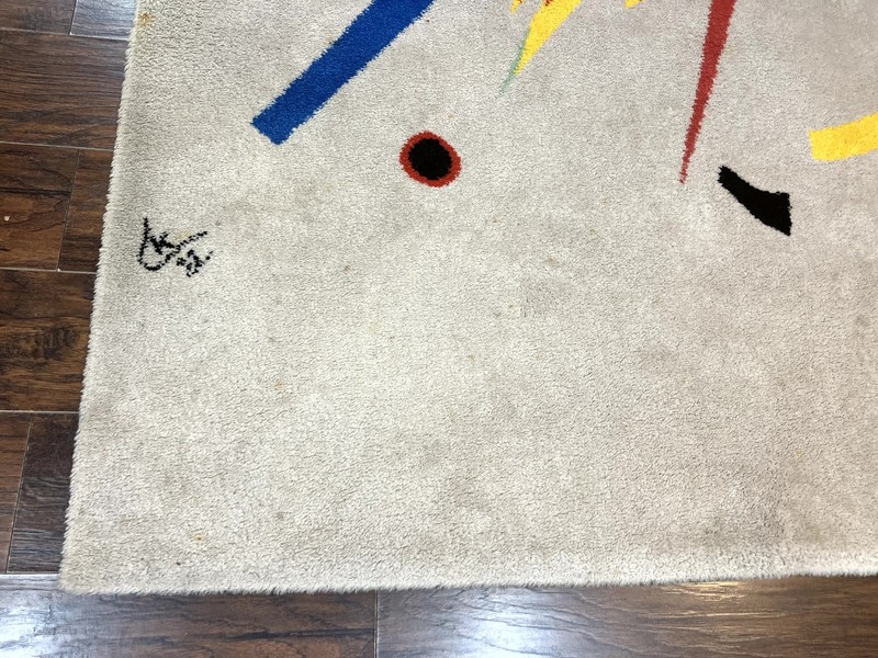Danish Rya Shag Rug 6x9 EGE Axminster Carpet Ivory Modern Abstract Signed gallery