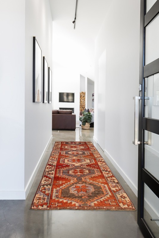 Vintage Hand-knotted Runner Rug 3'11" x 12'4" Traditional Oriental Wool Carpet gallery