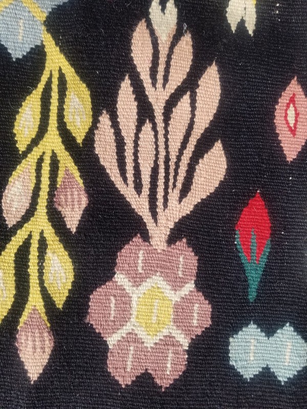 Vintage Traditional Handmade Turkish Wool Black Kilim 5.8x3.3ft gallery