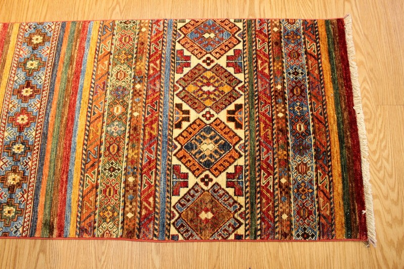 TOP QUALITY HANDMADE 2'7" X 10' HALL RUNNER JEWEL COLORS VEGETABLE DYES WOOL RUG gallery