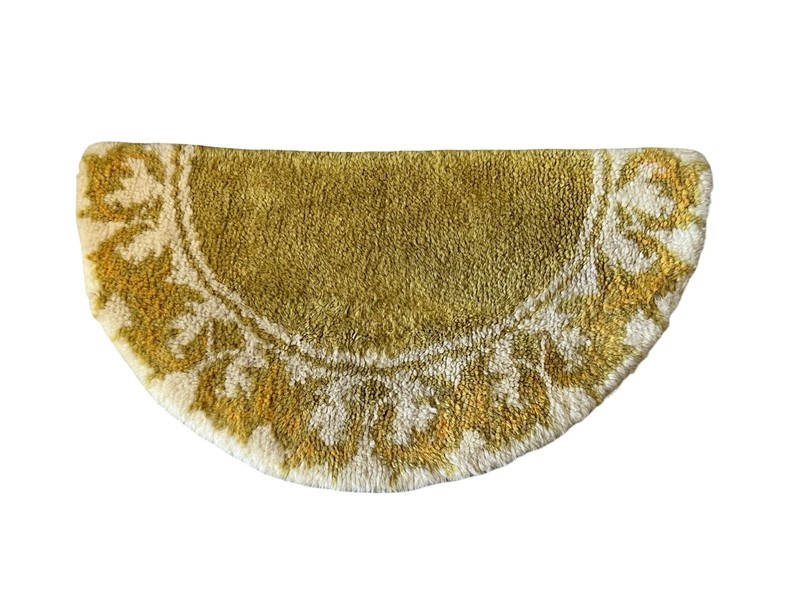 Vintage 70's/80's Yellow Half-Circle Knit Rug, Retro Shag Mat, Bathroom Carpet gallery