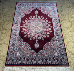 Silk Rug 3 x 5 ft High Quality Dark Red Oriental Design Living Room Carpet