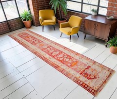 3×14 ft Runner Hand Knotted EXTRA LONG Runner Rug Antique Handmade Turkish Rug