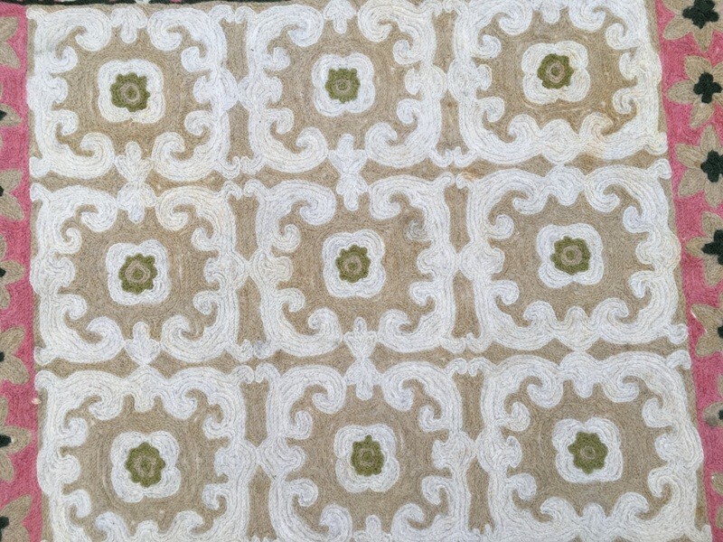 Vintage French Aubusson Style Area Rug Handmade Chain Stitch Wool Carpet 2x3 ft gallery