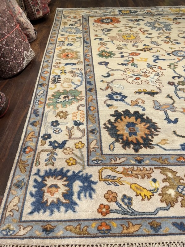 Genuine Hand Knotted Turkish Oushak Heriz Geometric Area Rug Carpet 9’2x11’9”,65 gallery