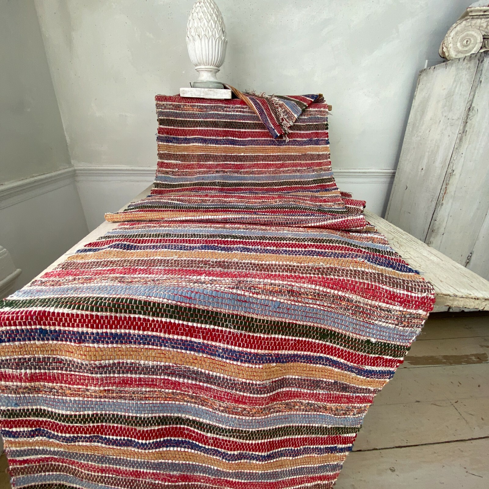 3.3 yards Rag Rug stair runner Table runner fabric material European textile gallery