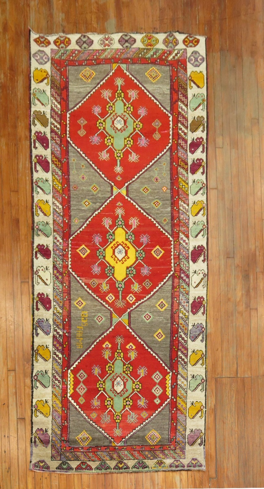 Vintage Turkish Kars Anatolian Gallery Rug Size 4'4''x10'8'' gallery