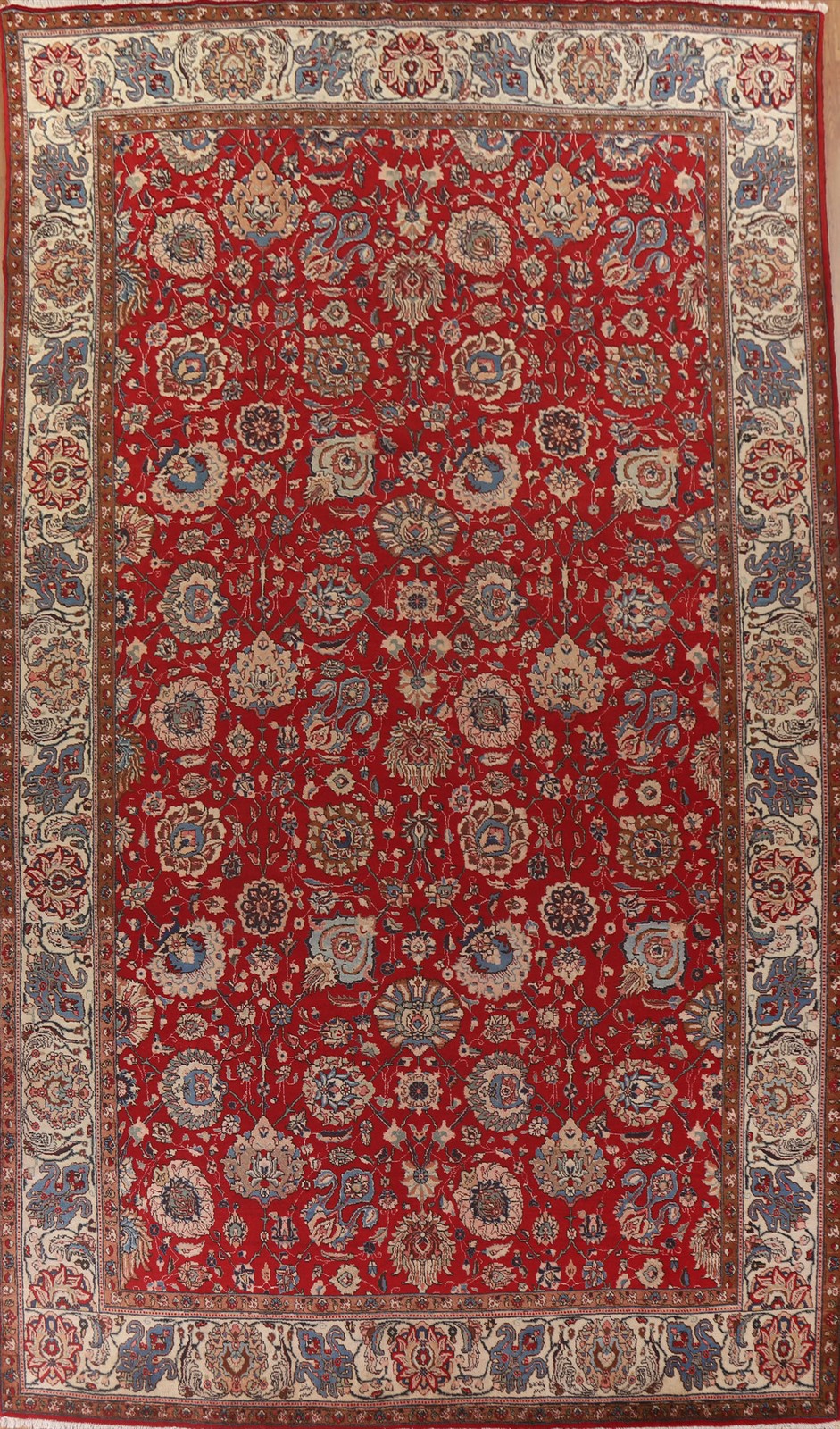 Vegetable Dye Red Wool Hand-knotted Living Room Rug Vintage Carpet 10x16 gallery
