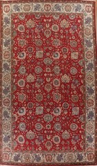 Vegetable Dye Red Wool Hand-knotted Living Room Rug Vintage Carpet 10×16