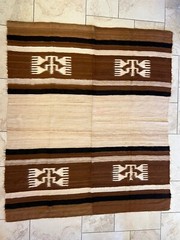 Vintage MCM 1950s Handmade Brown Turkish Mohair Woven Area Rug/Blanket 75” x 66”