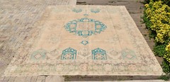 Turkish Rug 115”x143” Vintage Light Muted Color Rug Oushak Rug 295x365cm 9×11