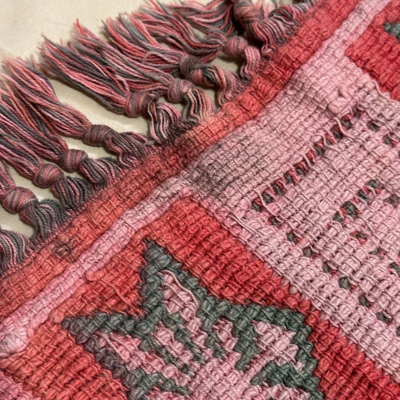 Vintage KILIM HANDWOVEN Reversible TAPESTRY RUG Wall Hanging Snowflake Pattern gallery