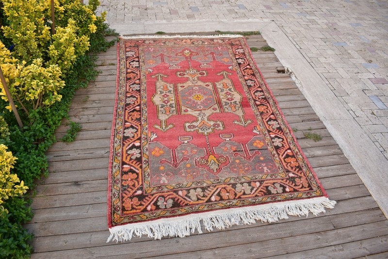 Turkish Rug 54''x89'' Vintage Light Muted Color 4x7 Rug Oushak Carpet 138x228cm gallery