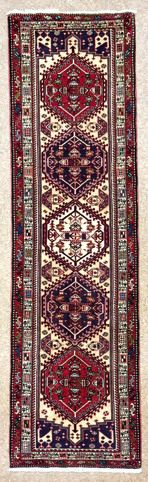 Vintage Sarab Oriental Tribal Bird Runner Rug 2'6"x9'11" Hand Knotted Wool Ivory gallery