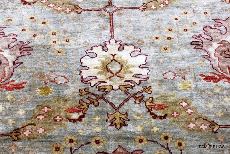 _HAND_MADE_RUG_OUSHAK_DESIGN_6' x 9' KNOTTED USHAK Design Peach VEGETABLE DYED gallery