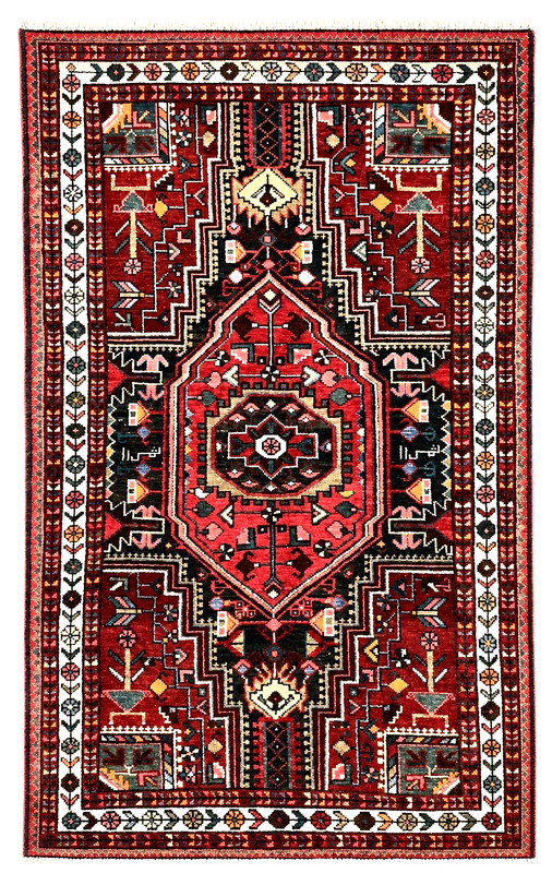 Vintage Tuyserkan Tribal Wool Rug 4x6 Hand Knotted Oriental Navy Blue Geometric gallery