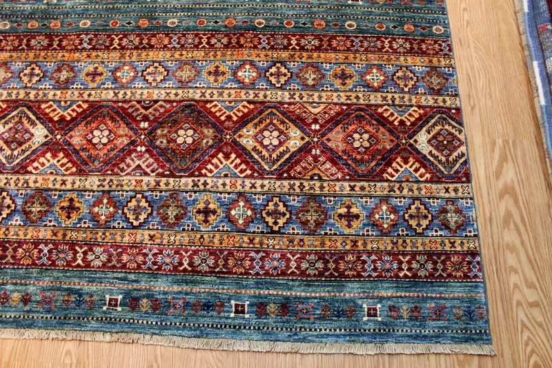 Top Quality 8' x 10' handmade vegetable dyed wool area rug Multi color green gallery