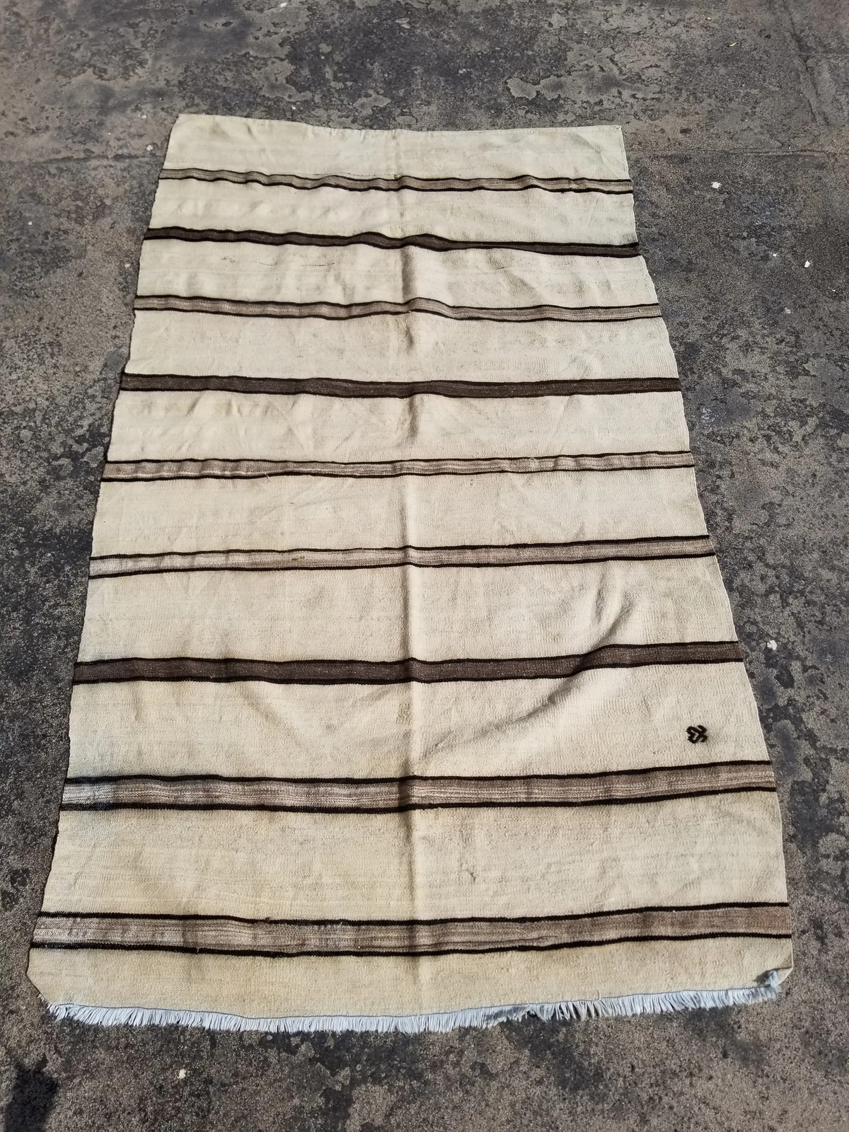 Vintage Traditional Handmade Turkish Striped Wool Multicolor Kilim 6.5x3.7 ft gallery
