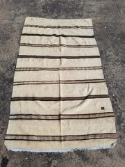 Vintage Traditional Handmade Turkish Striped Wool Multicolor Kilim 6.5×3.7 ft