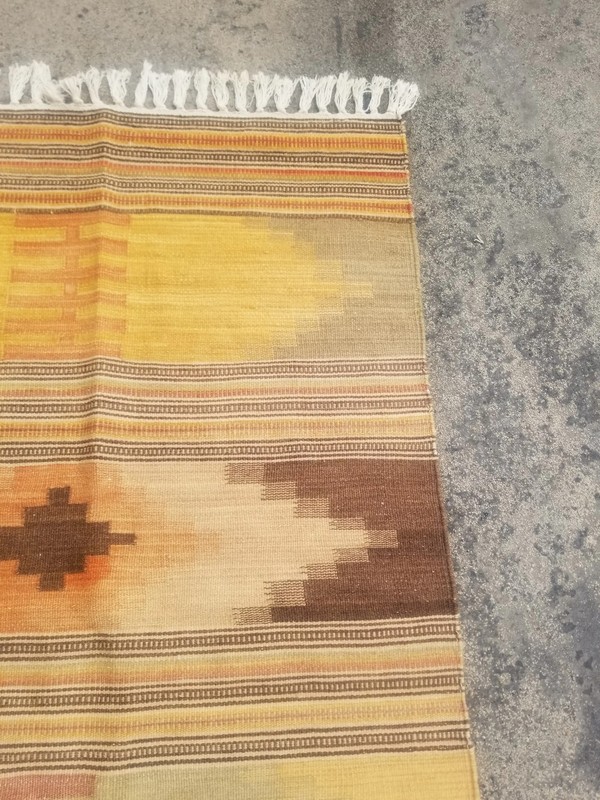 Fine Vintage Traditional Handmade Aztec Style Wool Multicolor Kilim 5.0x3.0 ft gallery