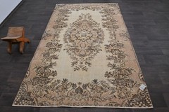 Oushak Turkish Vintage Rug 5×8 Kilim Rug Anatolian Handmade Boho Decor BEIGE