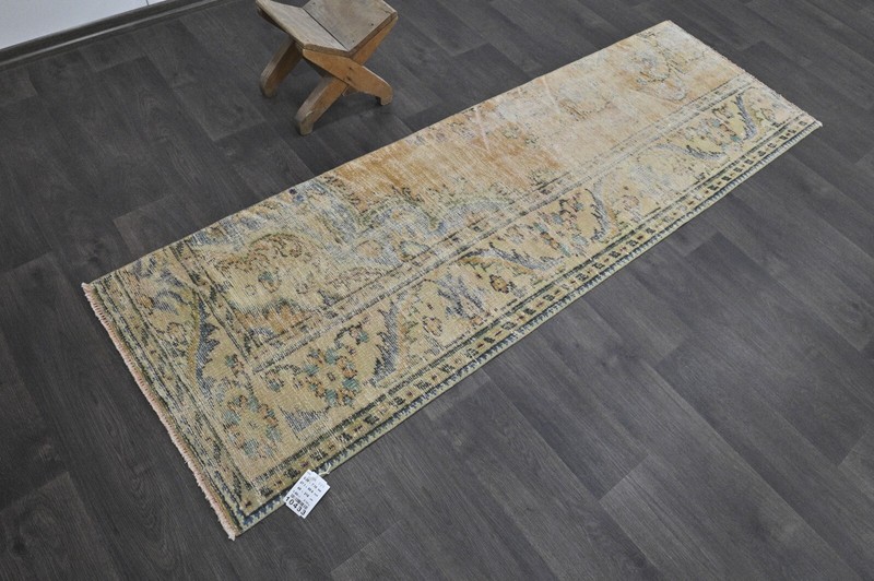 Vintage Turkish Runner Rug 2x7ft Wool Anatolian Handmade Hallway Oushak ORANGE gallery