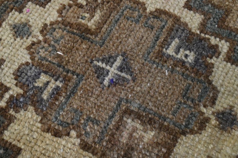 BROWN Turkish Oushak Rug 1x2 Vintage Handmade Anatolian Small Doormat Kilim gallery