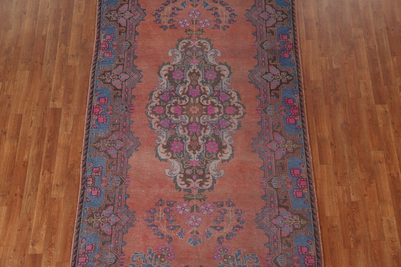 Handmade Coral Vintage Wool Carpet Over-Dyed Traditional Rug 5x10 Ft Tribal Rug gallery
