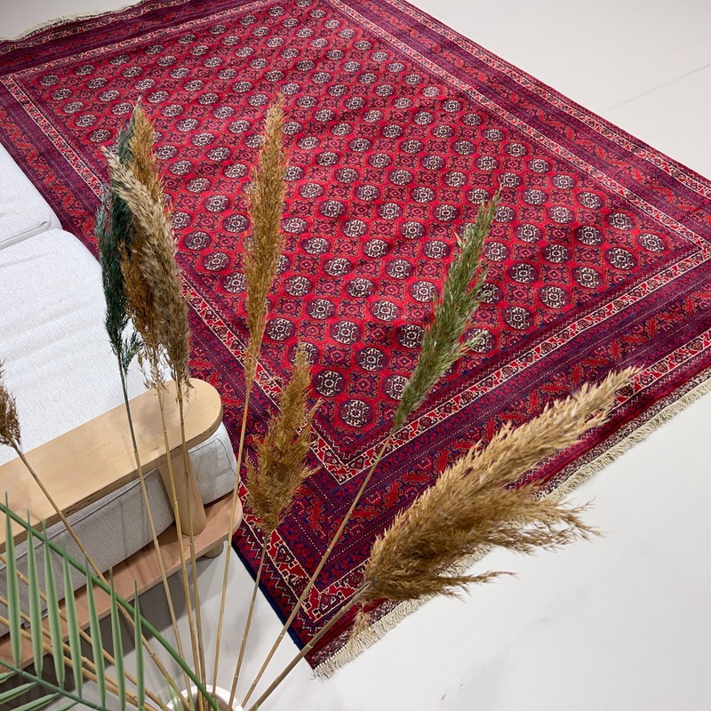 Handmade (5'7" x 7'8") Burgundy Afghan Khajo Roshna Wool Area Rug gallery