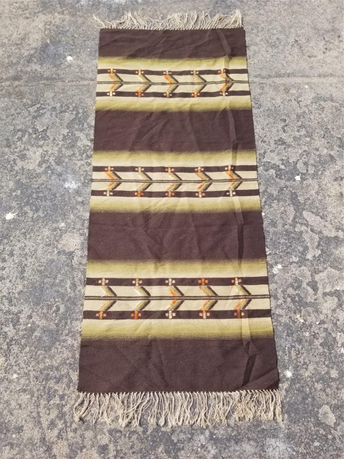 Vintage Traditional Handmade Oriental Wool Multicolor Runner Rug 55x24 inches gallery